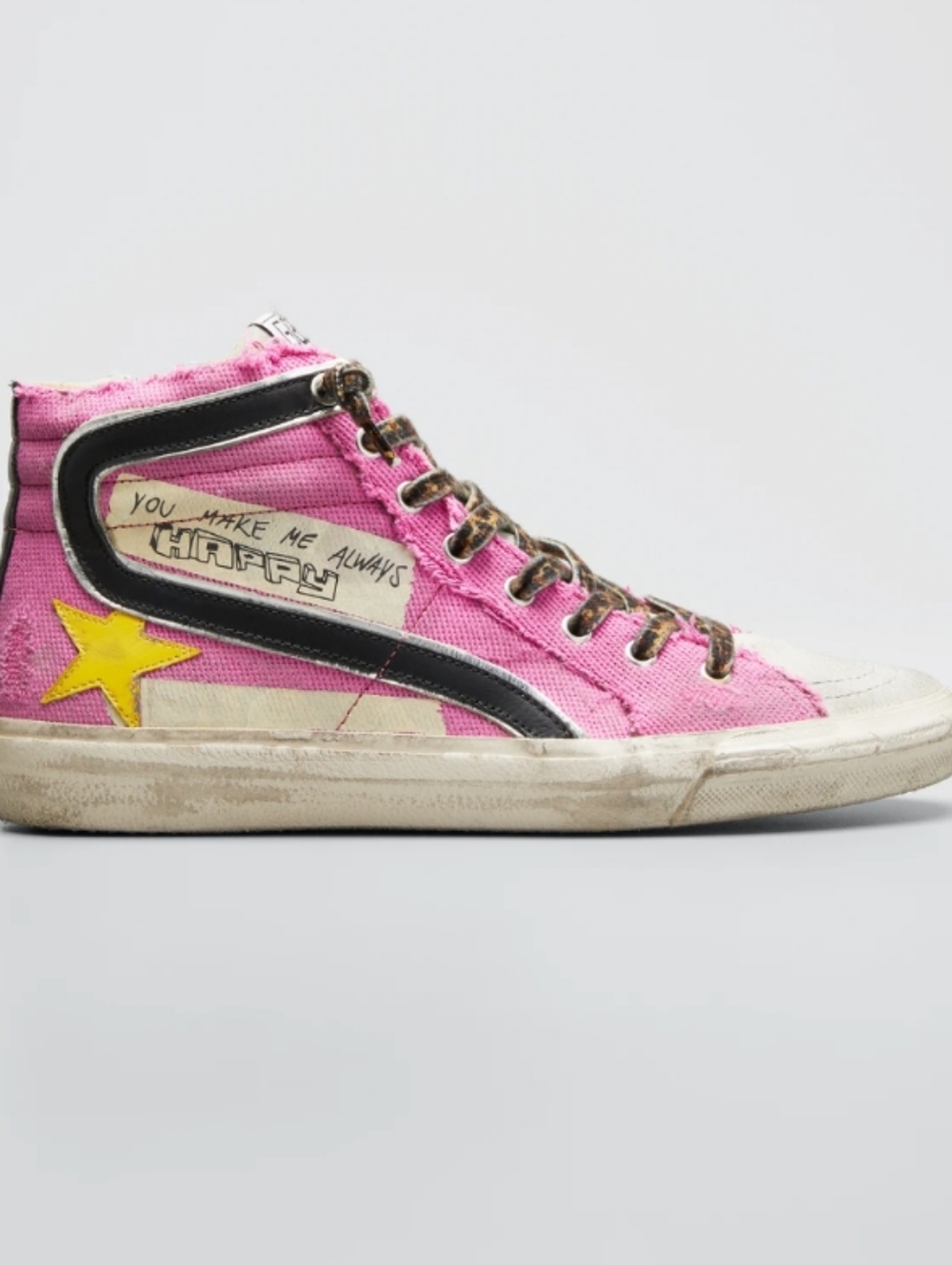 Golden Goose Mid-Top You Make Me Always Happy Canvas Sneakers
